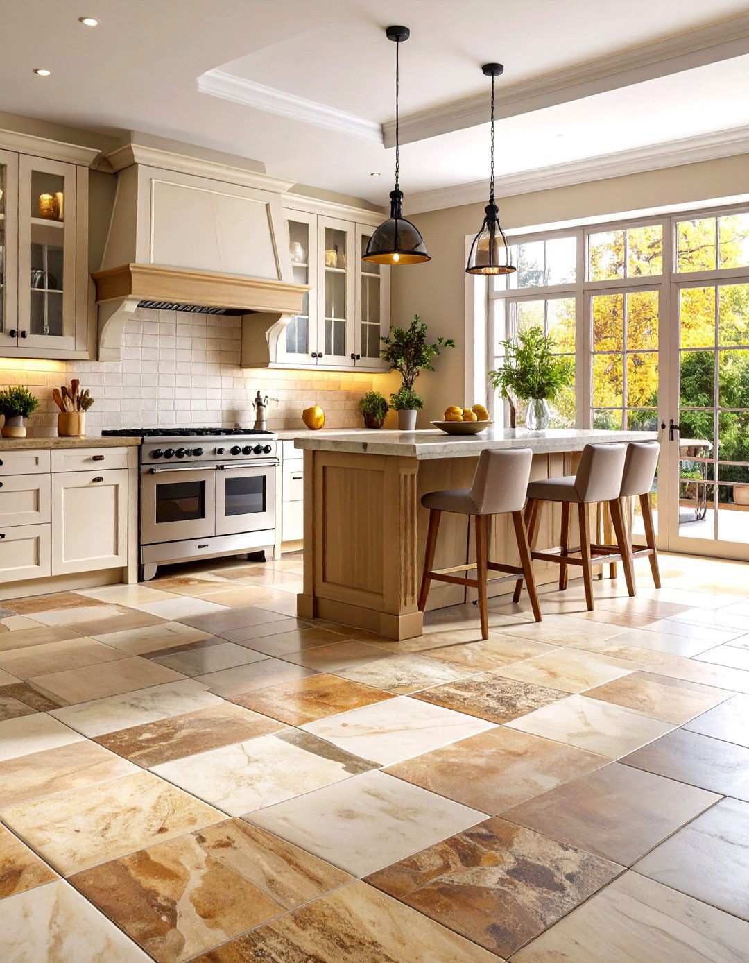 Luxury Checkered Natural Stone Kitchen - 24 Kitchens With Checkered Floors