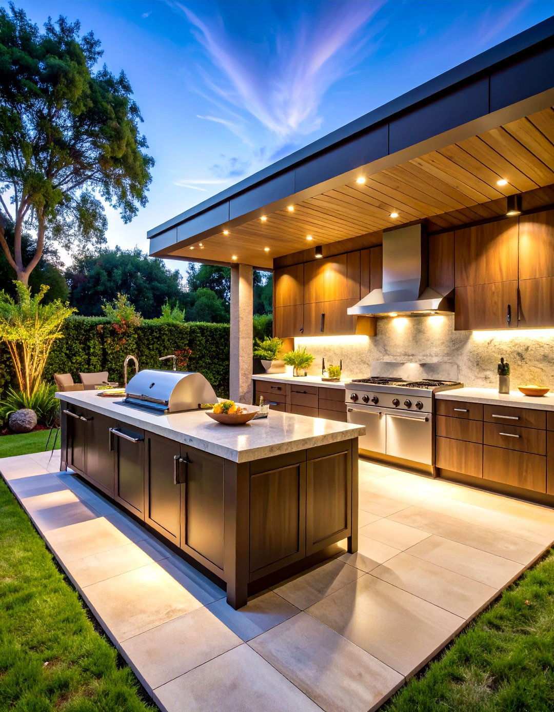 Luxury Compact Outdoor Kitchen with High End Appliances - 24 Small Outdoor Kitchen Ideas