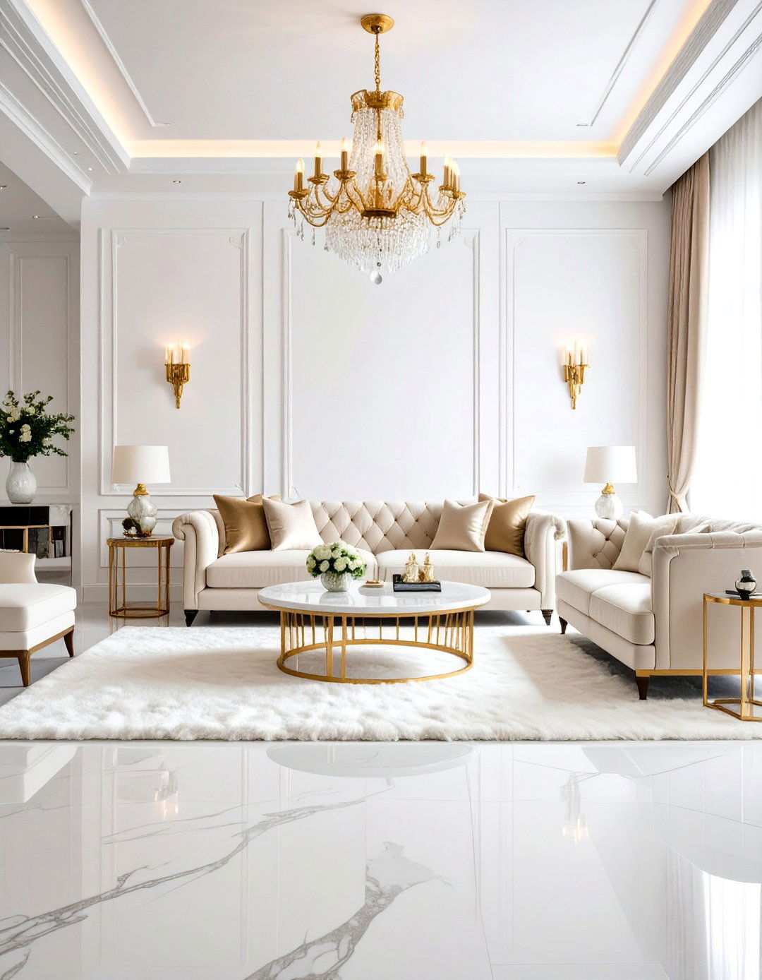 Luxury Glamorous White Living Room - 24 White Living Room Ideas