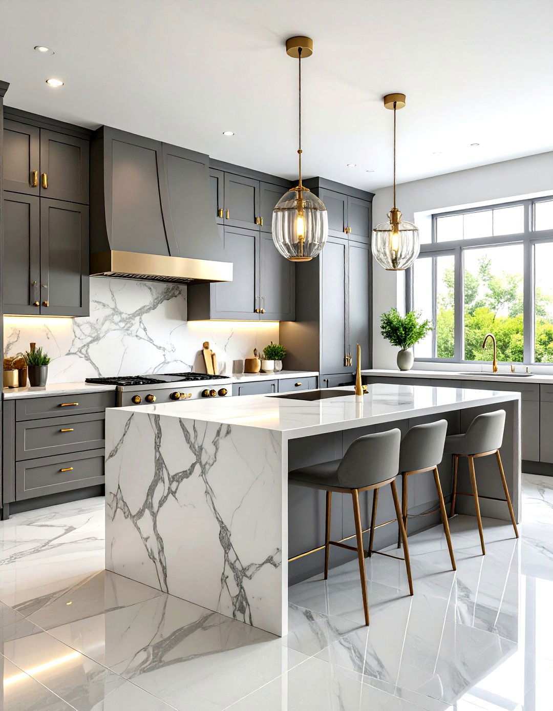 Luxury Grey Marble Floor Kitchen - 24 Kitchens With Grey Floors