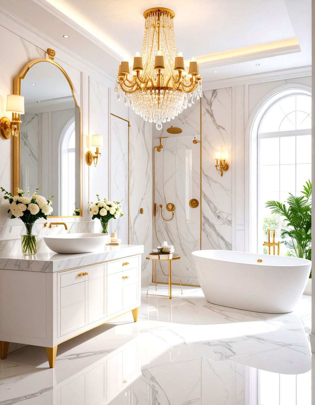 Luxury Hotel Suite - 24 White and Gold Bathroom Ideas