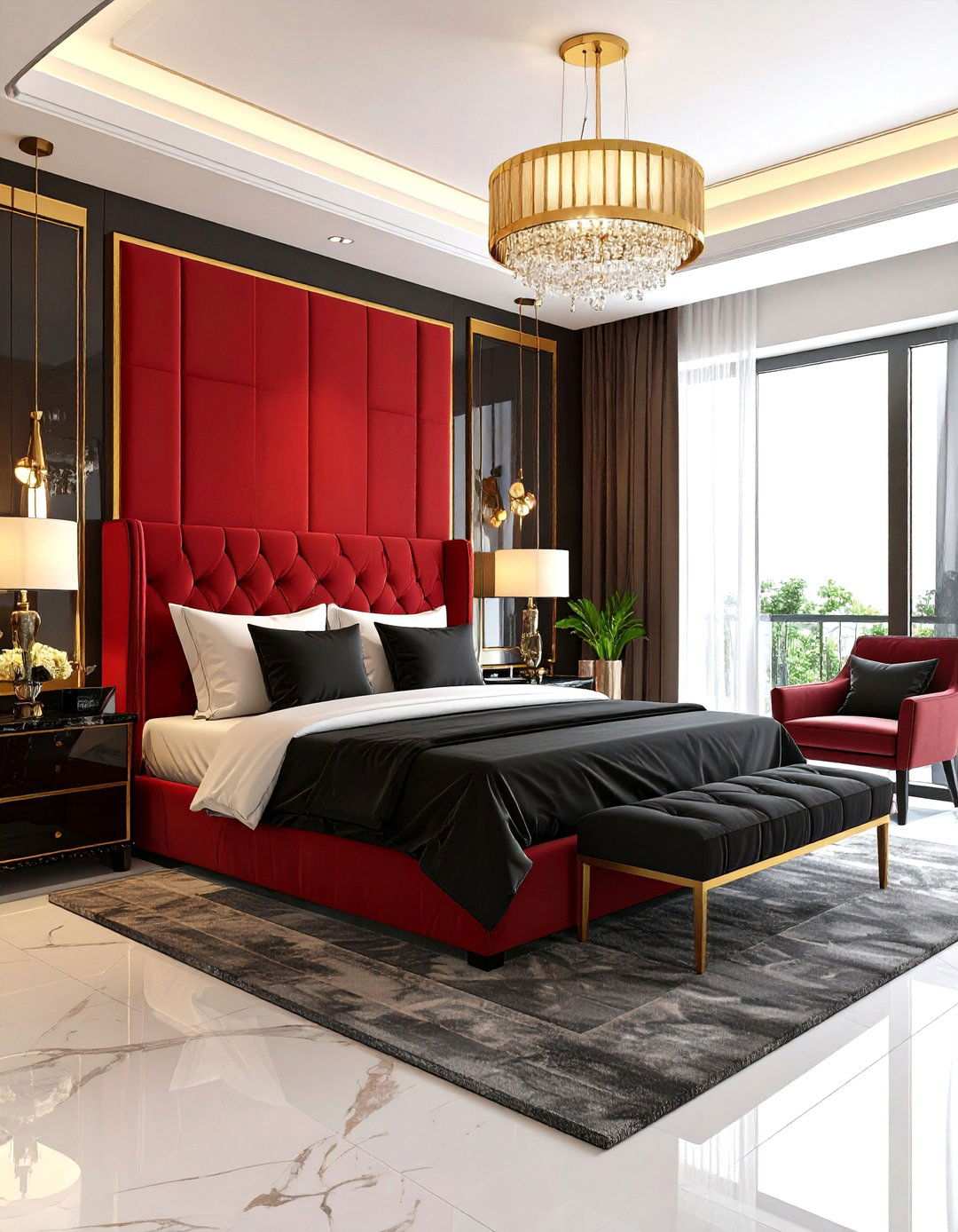 Luxury Hotel Suite Bedroom Style - 24 Red and Black Bedroom Ideas