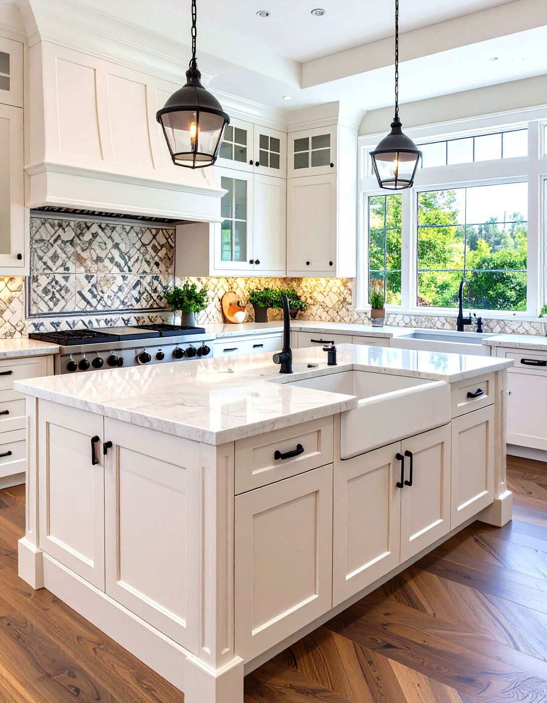 Luxury Kitchen with Premium Black Hardware Details - 24 White Kitchen Cabinets With Black Hardware