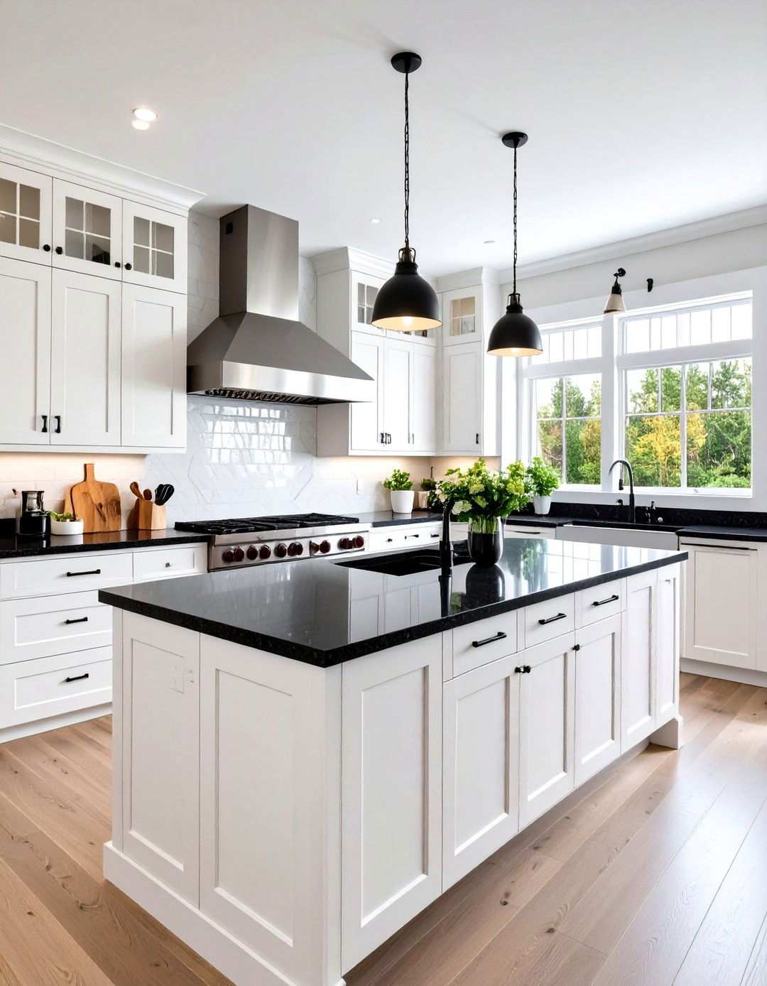 Luxury Kitchen with Professional Appliances - 24 white kitchen with black countertops ideas