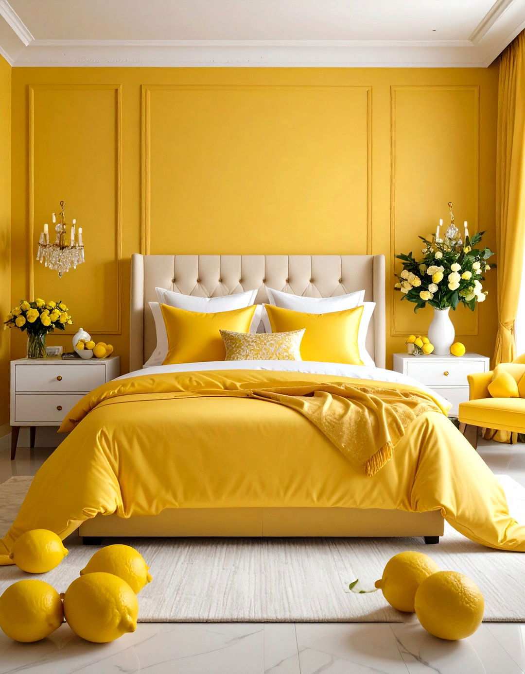 Luxury Lemon Hotel Suite Bedroom - 24 Lemon Bedroom Ideas