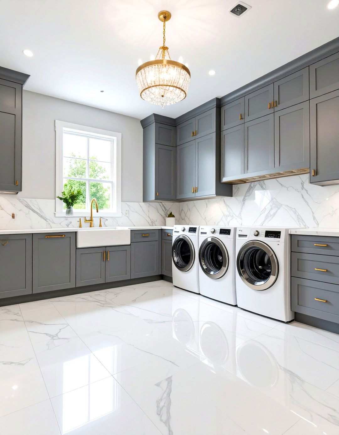 Luxury Marble and Gold Elegance - 24 Laundry Room Decor Ideas