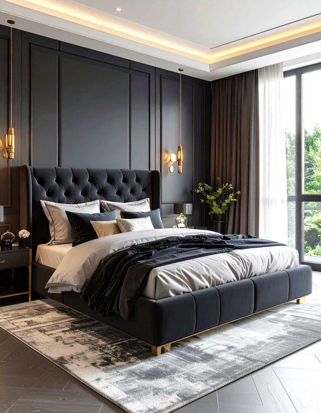 Luxury Matte Black Master Suite - 24 Matte Black Bedroom Ideas