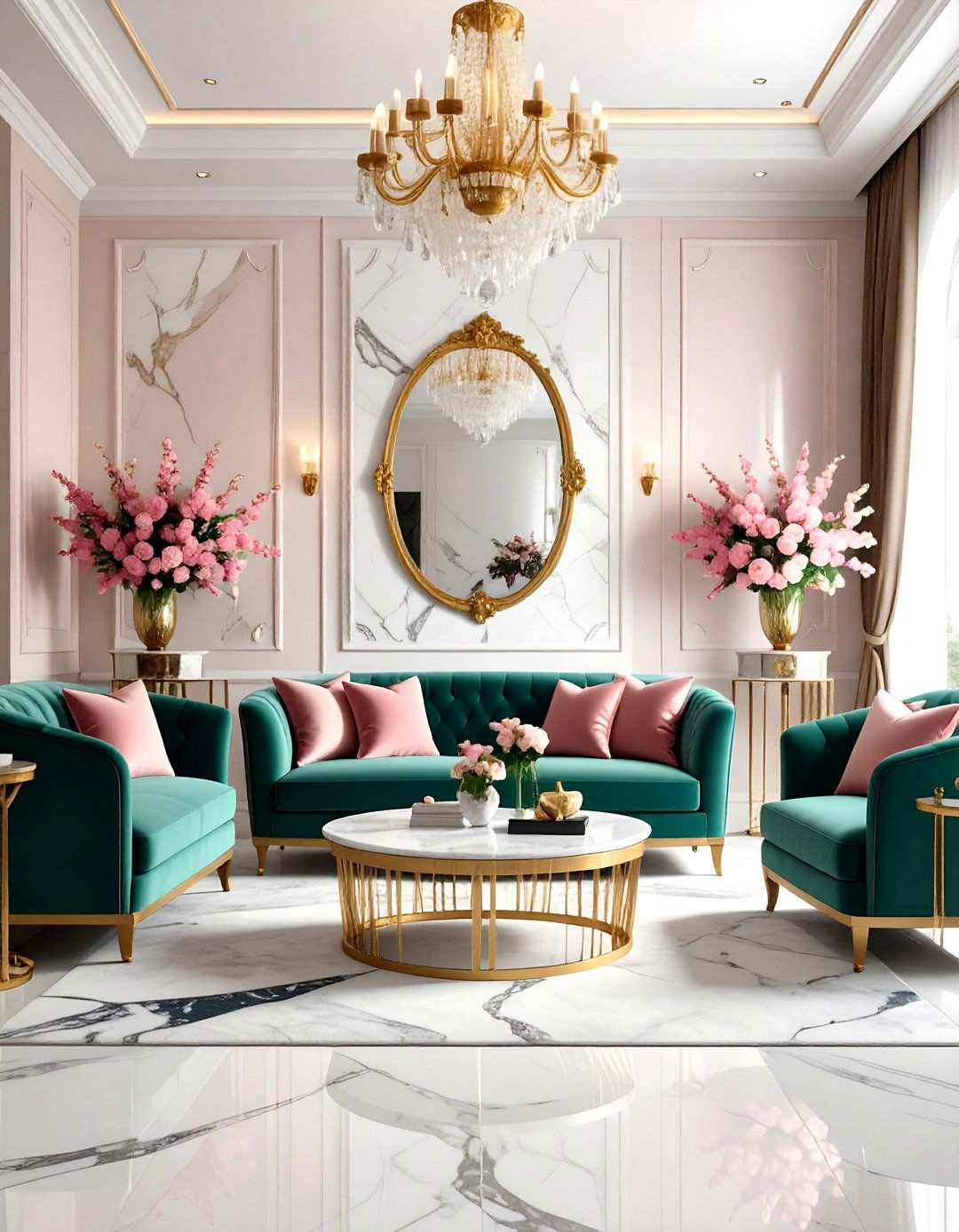 Luxury Maximalist Marble Showcase - 24 Marble Floor Living Room Ideas