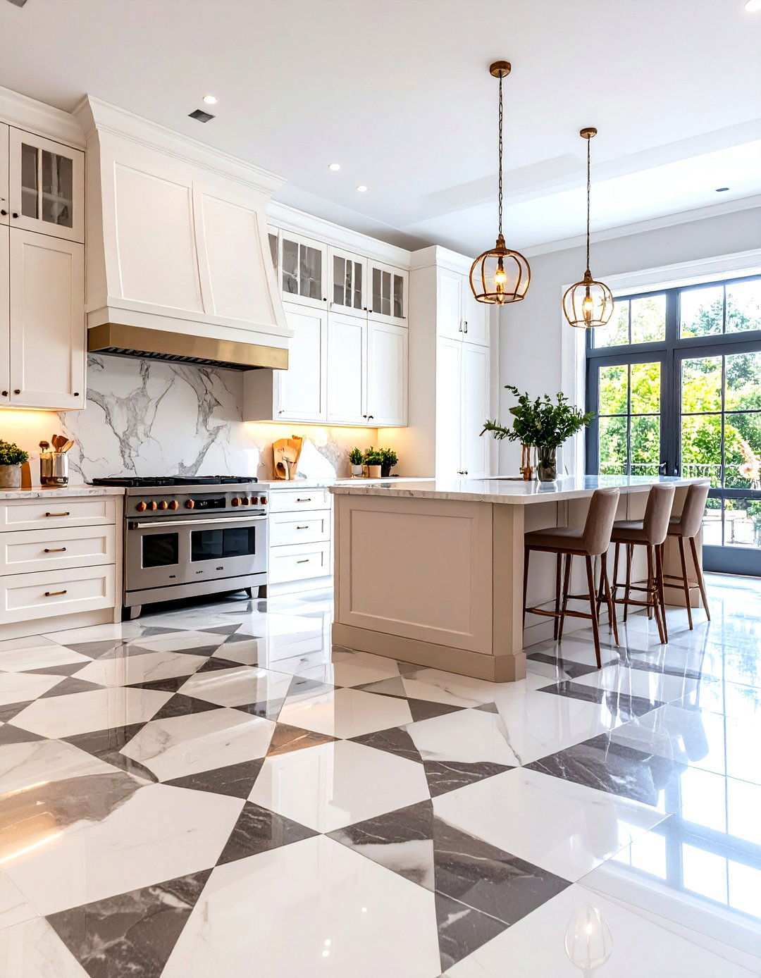 Luxury Porcelain Checkered Kitchen - 24 Kitchens With Checkered Floors