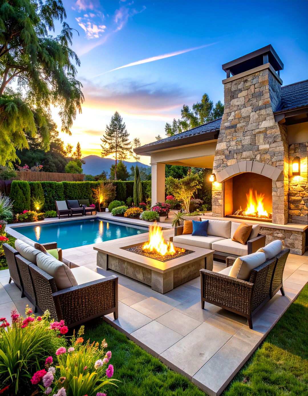 Luxury Resort Style Fireplace Paradise - 24 Outdoor Fireplace Ideas