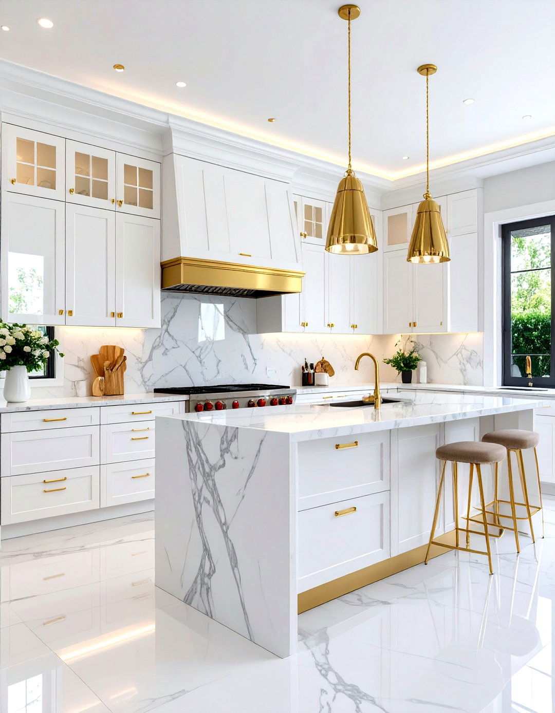 Luxury White Cabinets with Premium Gold Hardware - 24 White Kitchen Cabinets With Gold Hardwar