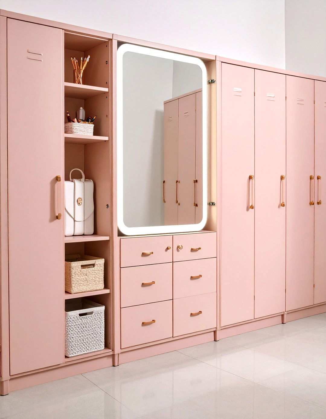 Magnetic Mirror Organization Hub - 24 Locker Decor Ideas