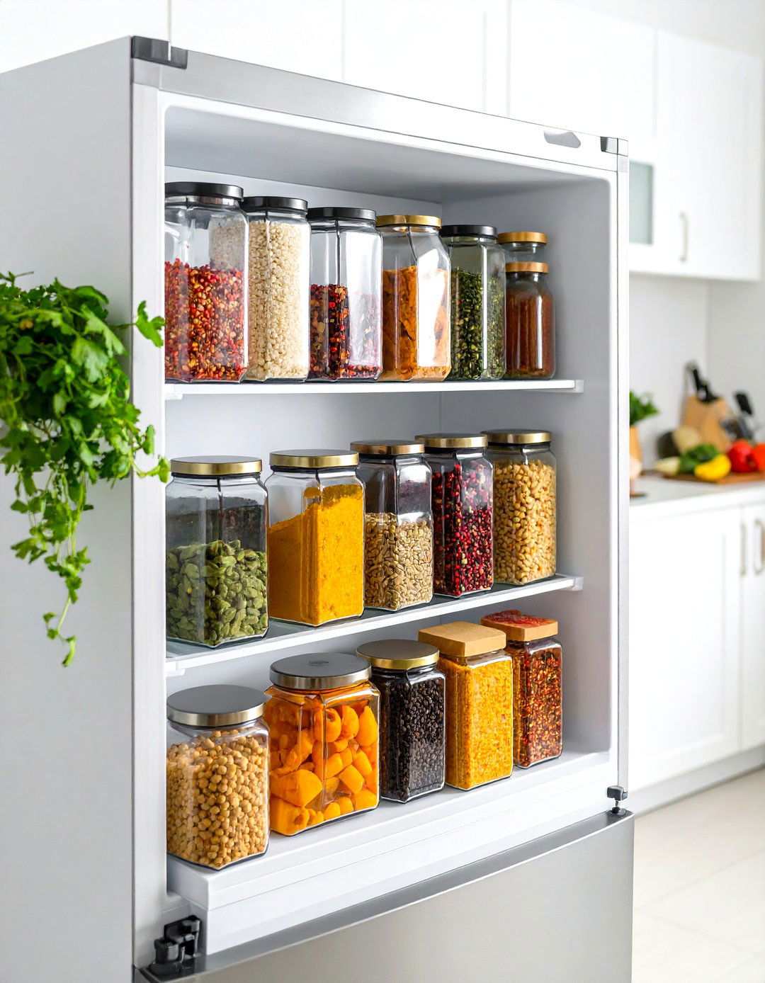 Magnetic Refrigerator Spice Storage - 24 Spice Rack Ideas