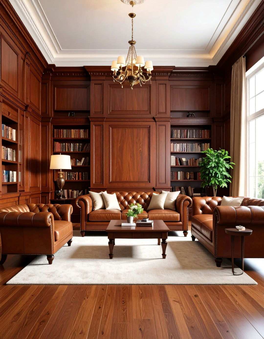 Mahogany Red Wood Paneling - 24 Red Living Room Ideas
