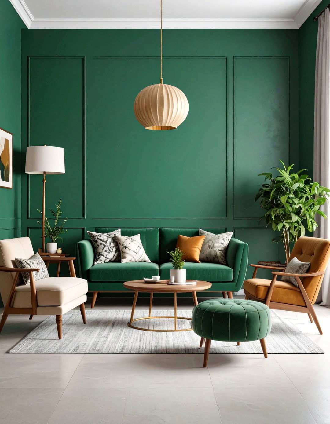 Malachite Green Eclectic Den with Mixed Patterns - 24 Ways to Decorate With Jewel Tones