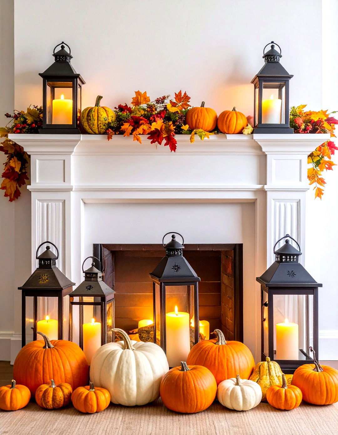 Mantel Seasonal Showcase Design - 24 Lantern Decor Ideas