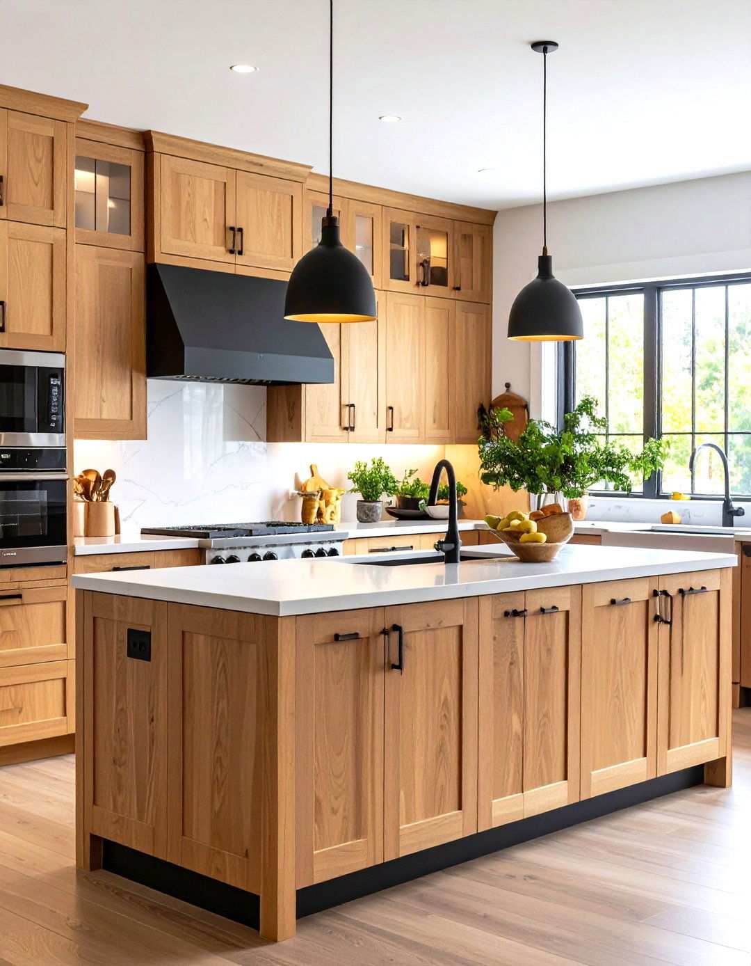 Maple Cabinets with Dark Hardware and Modern Accents - 24 Maple Kitchen Cabinets Ideas