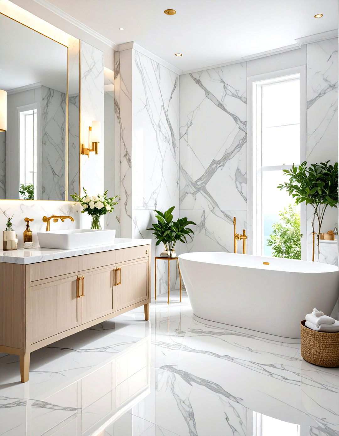 Marble Bathroom Opulence - 24 Neutral Bathroom Ideas