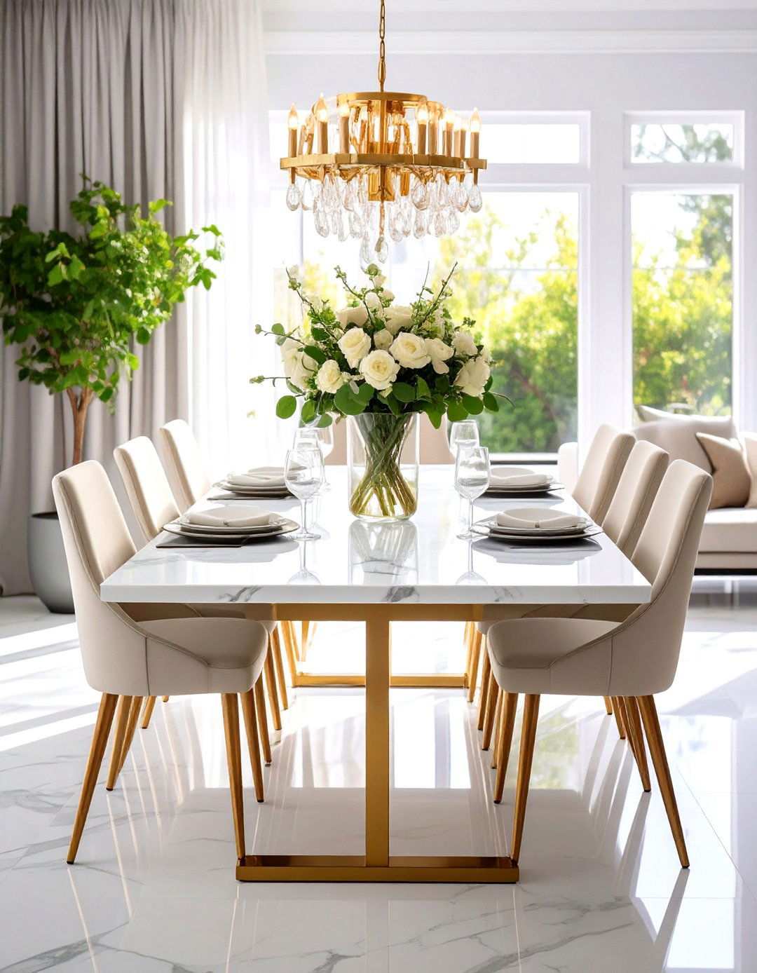 Marble Dining Tables with Metal Bases - 24 Table Design Ideas