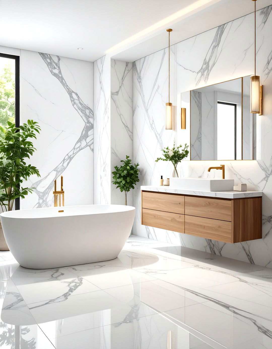 Marble Effect Wallpaper for Luxurious Bathrooms - 24 Wallpaper Ideas