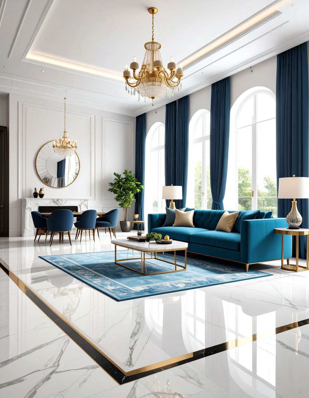 Marble Floor Border Design Accents - 24 Marble Floor Living Room Ideas