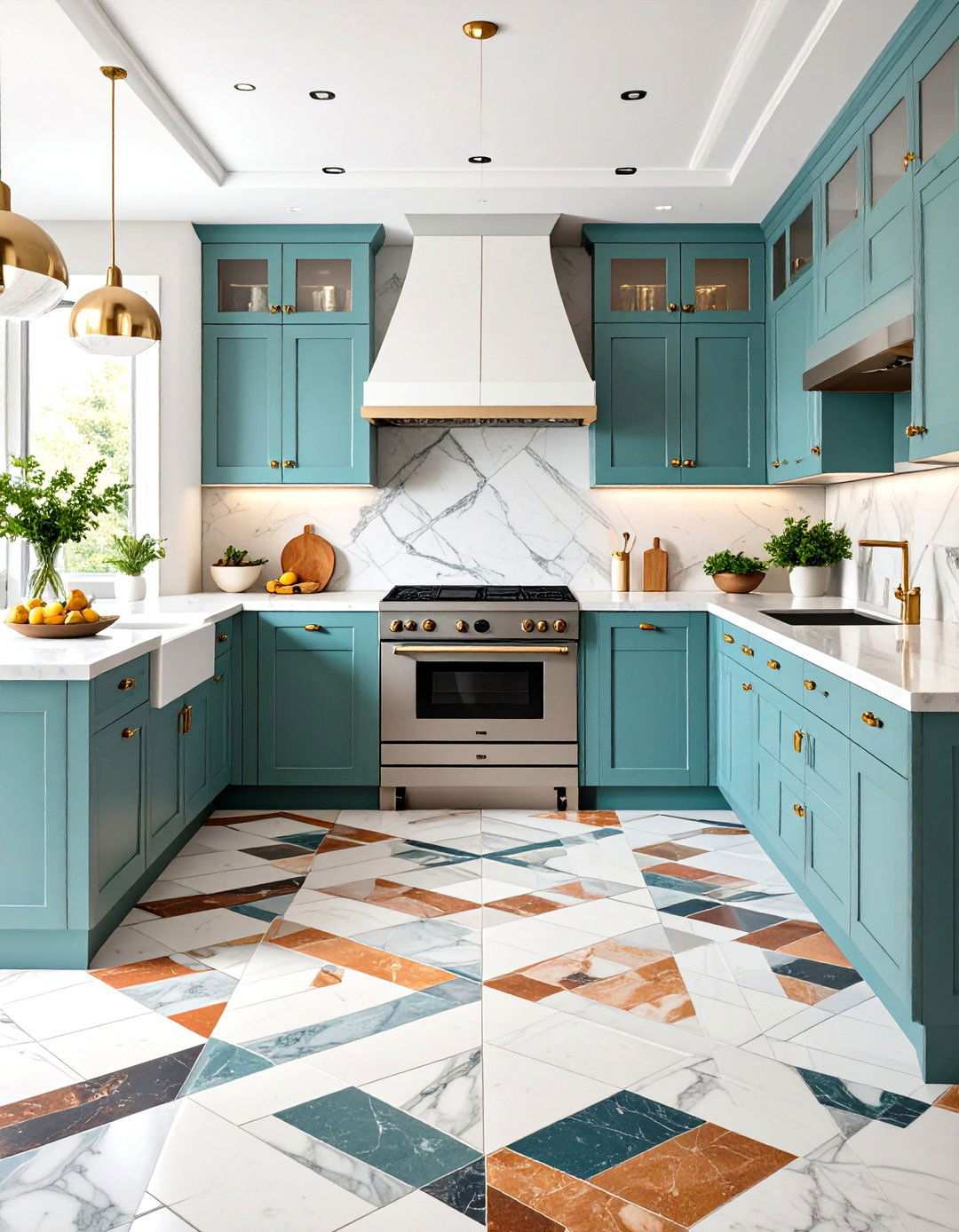 Marble Floor Inlay Design Elements - 24 Marble Kitchen Floor Ideas