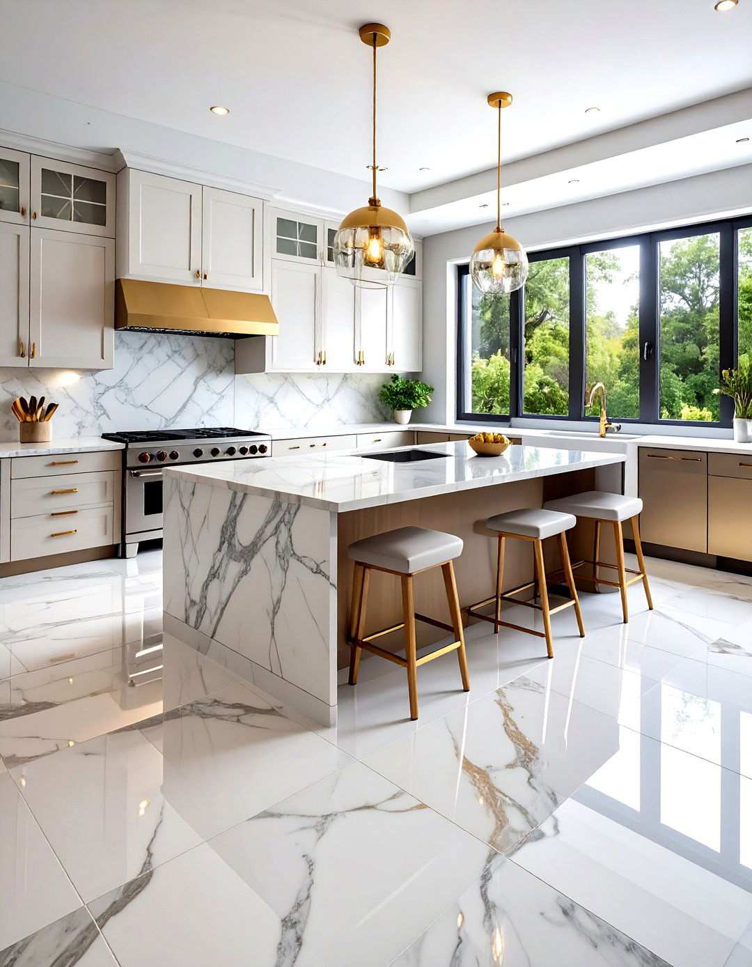 Marble Kitchen Floor Tiles with Luxurious Elegance - 24 Kitchen Floor Tile Ideas