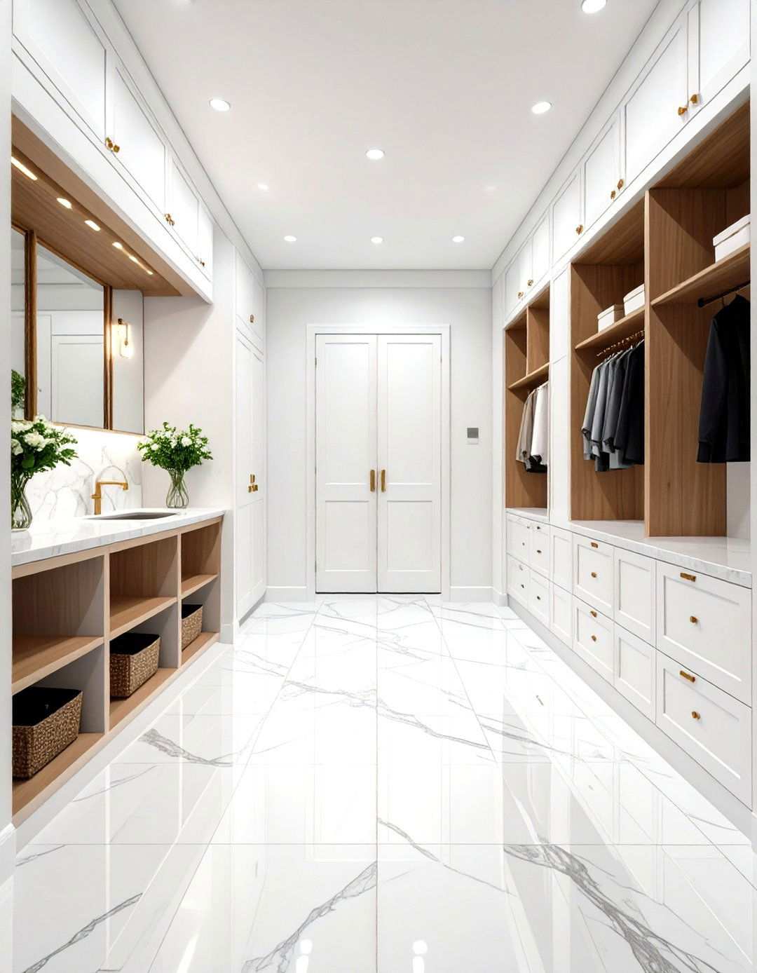 Marble Look Porcelain - 24 Mudroom Tile Floor Ideas