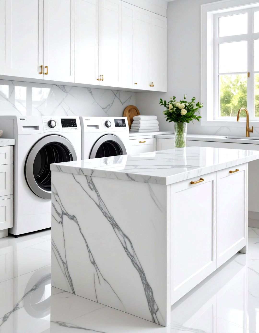 Marble Luxurious Stone Countertop - 24 Laundry Room Countertop Ideas