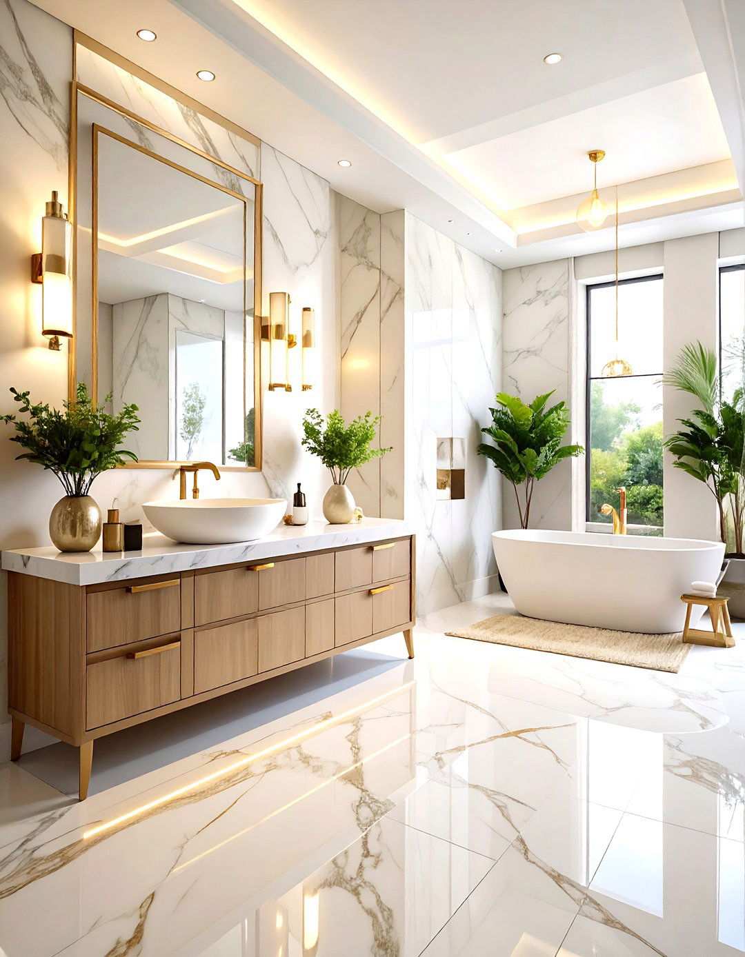Marble Luxury Statement - 24 Small Powder Room Ideas