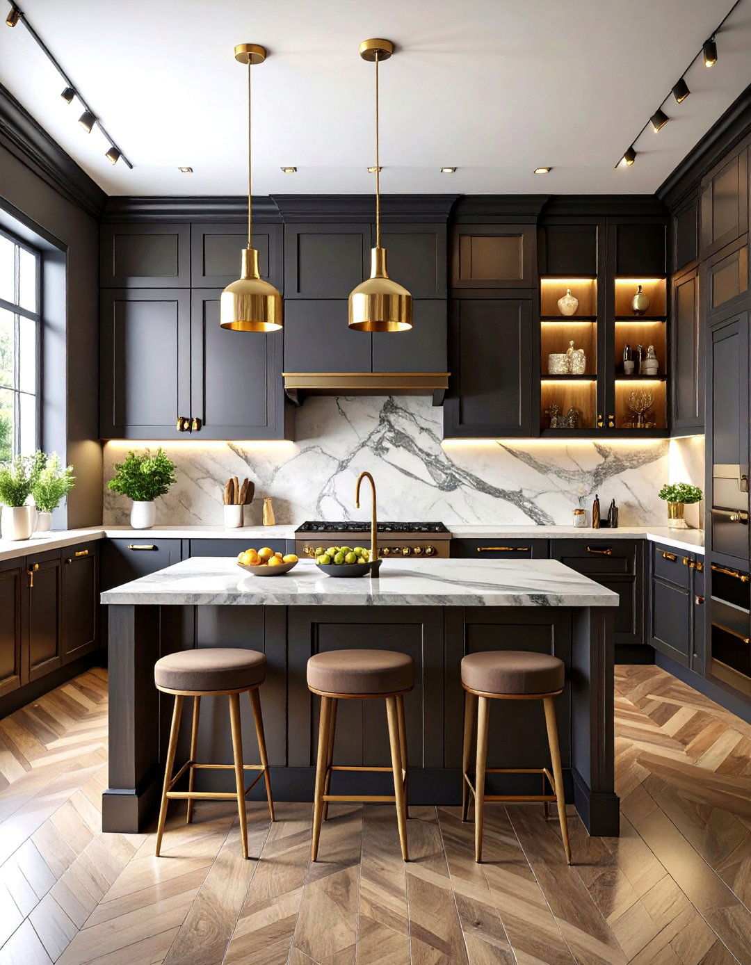 Marble Slab Backsplash with Veining - 24 Victorian Kitchen Ideas