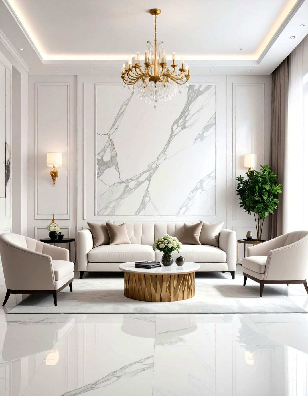 Marble Slab Feature Wall - 24 Tv Accent Wall Ideas