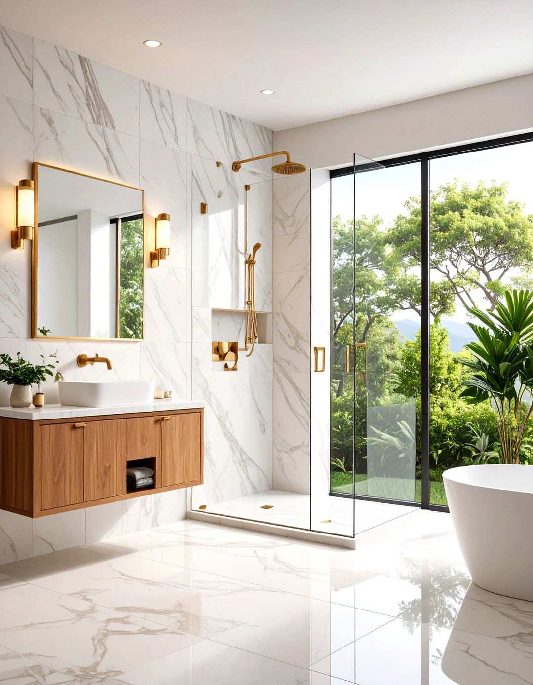 Marble Subway Shower with Built In Niche - 24 Small Bathroom Walk in Shower Ideas