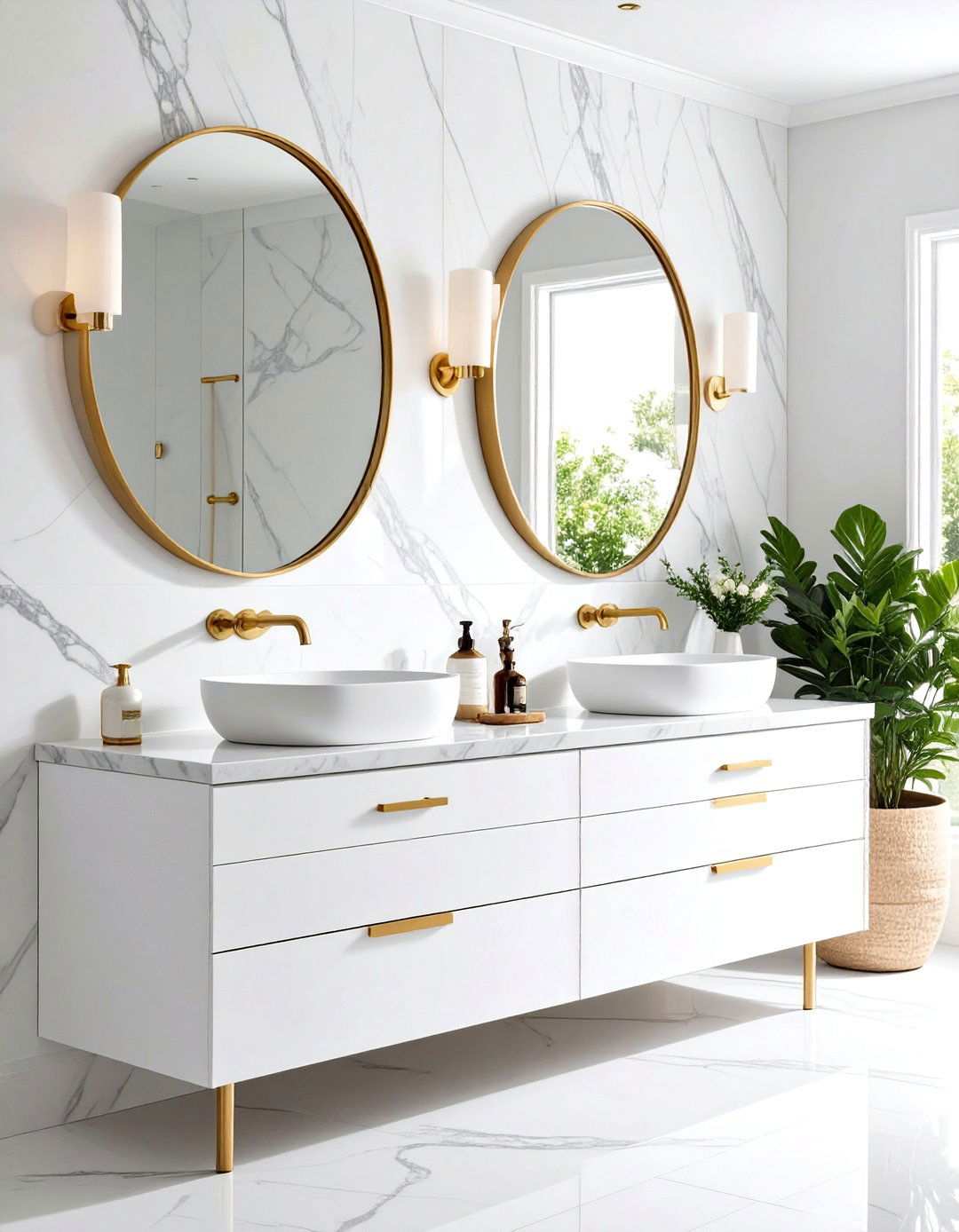 Marble Subway Tile Luxury - 24 White and Gold Bathroom Ideas