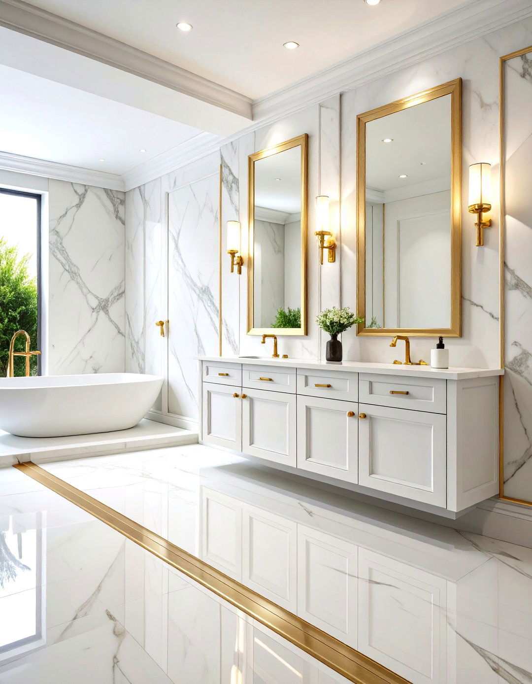 Marble Threshold and Trim Detailing - 24 Marble Bathroom Ideas