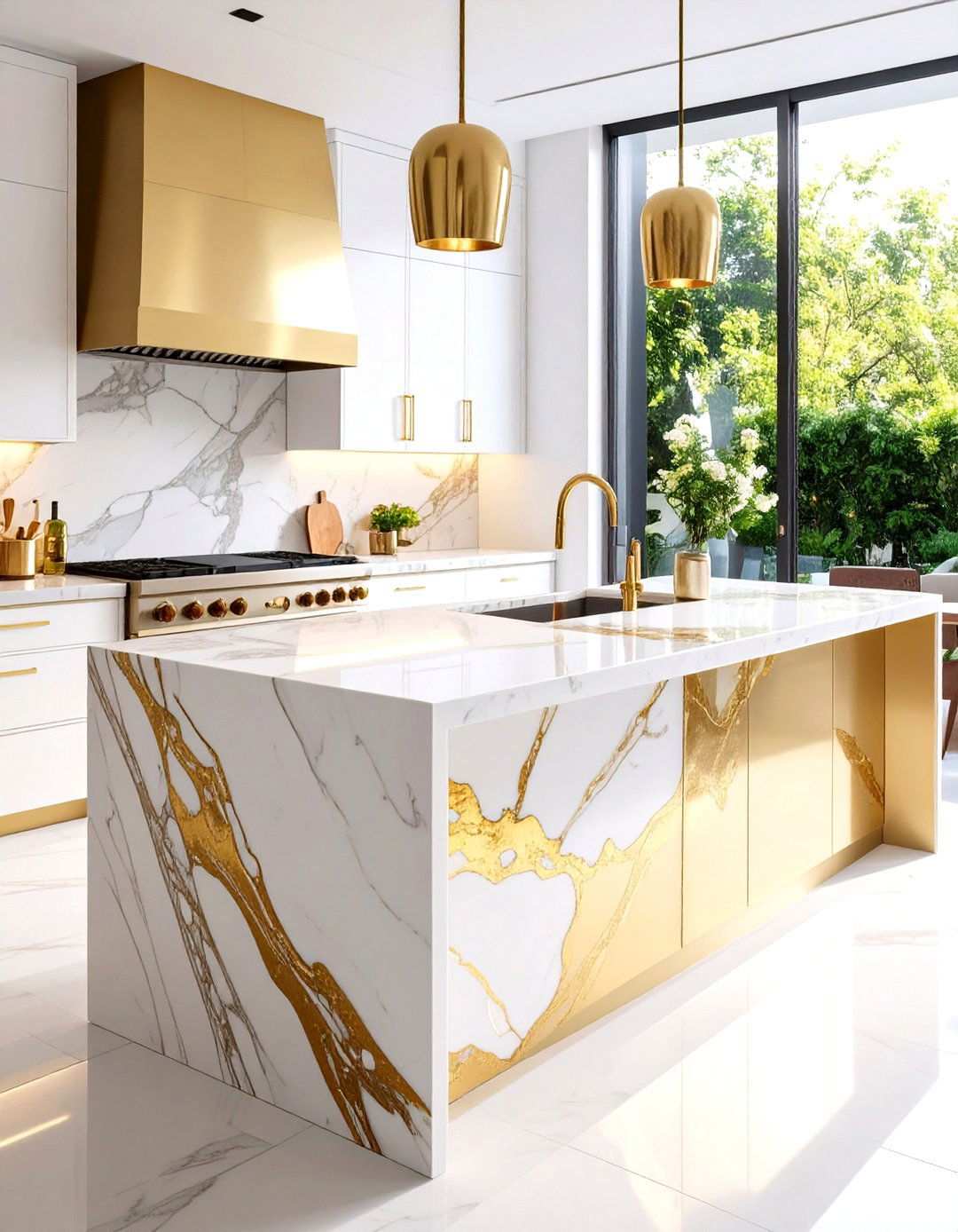Marble Veined Luxury Statement - 24 Outdoor Kitchen Countertop Ideas