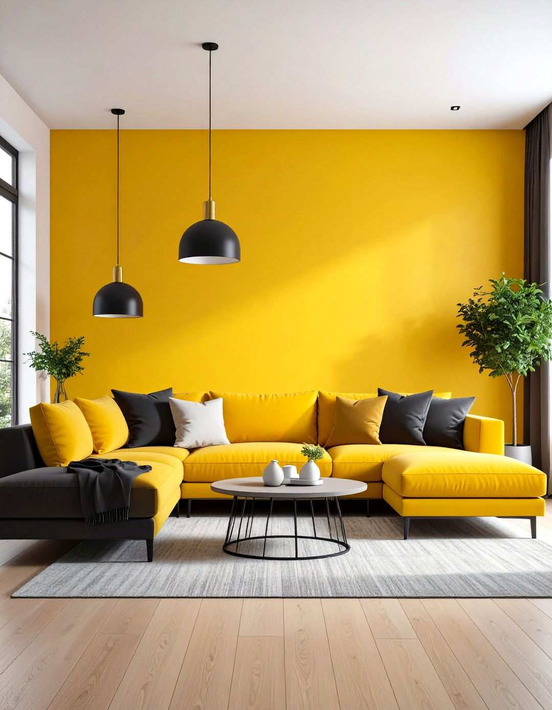 Marigold Yellow and Charcoal Living Room - 24 Yellow Living Room Ideas