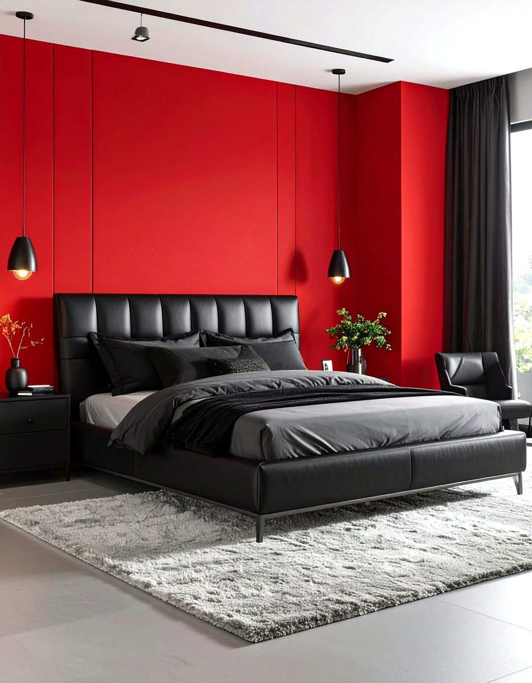 Masculine Bachelor Bedroom Design - 24 Red and Black Bedroom Ideas