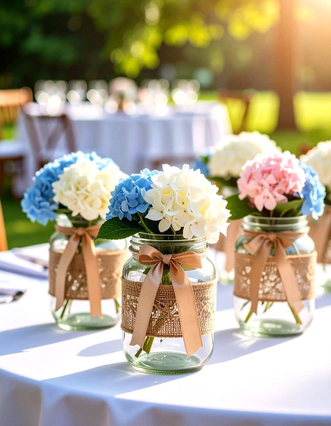 Mason Jar Hydrangea Wedding Centerpieces - 24 Hydrangea Centerpiece Ideas