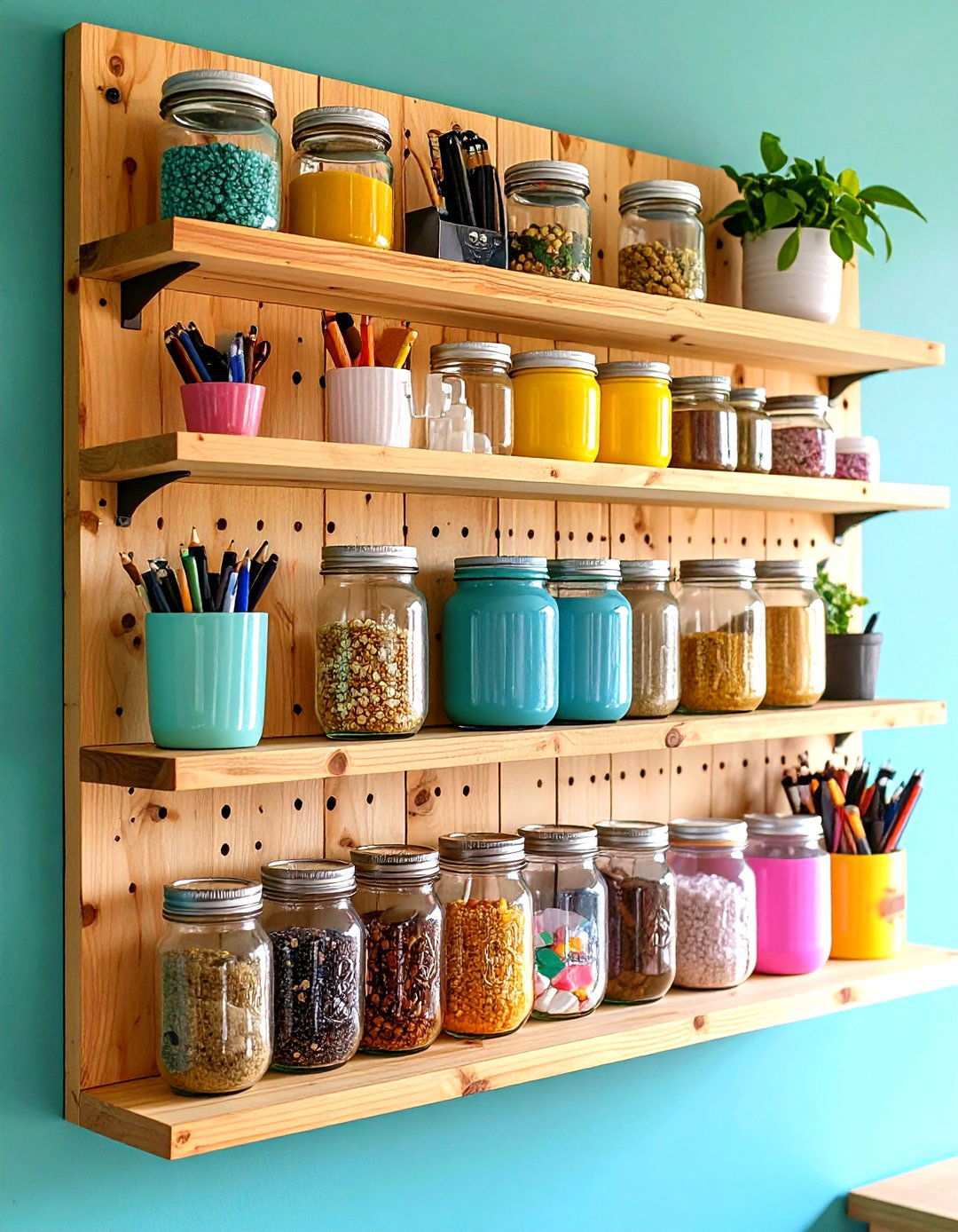 Mason Jar Office Organization - 24 Rustic Home Office Ideas