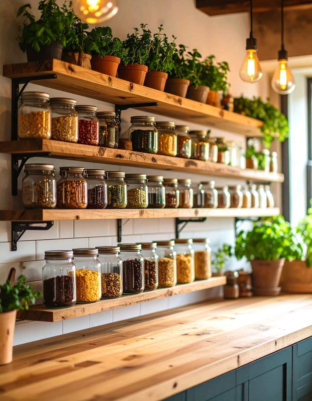 Mason Jar Storage Wall Organization - 24 Kitchen Wall Decor Ideas