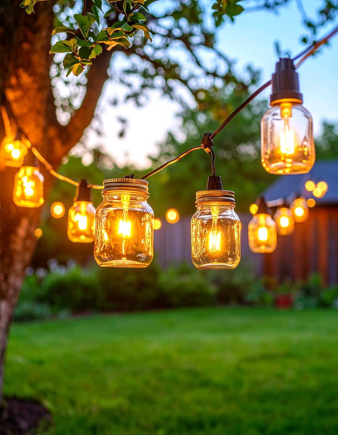 Mason Jar String Light Creations - 24 Patio String Light Ideas
