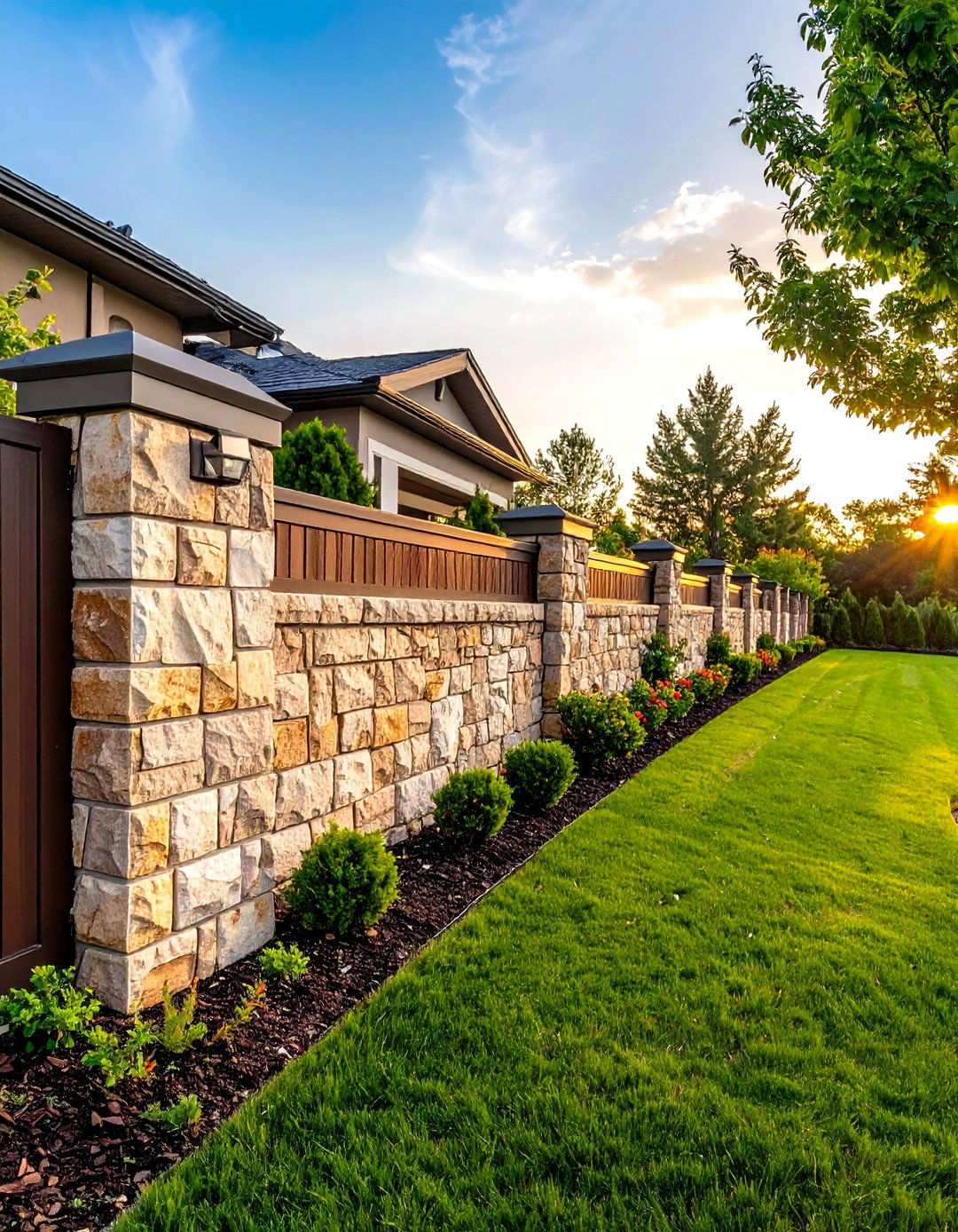Masonry Stone Wall Fence - 24 Types of Fences