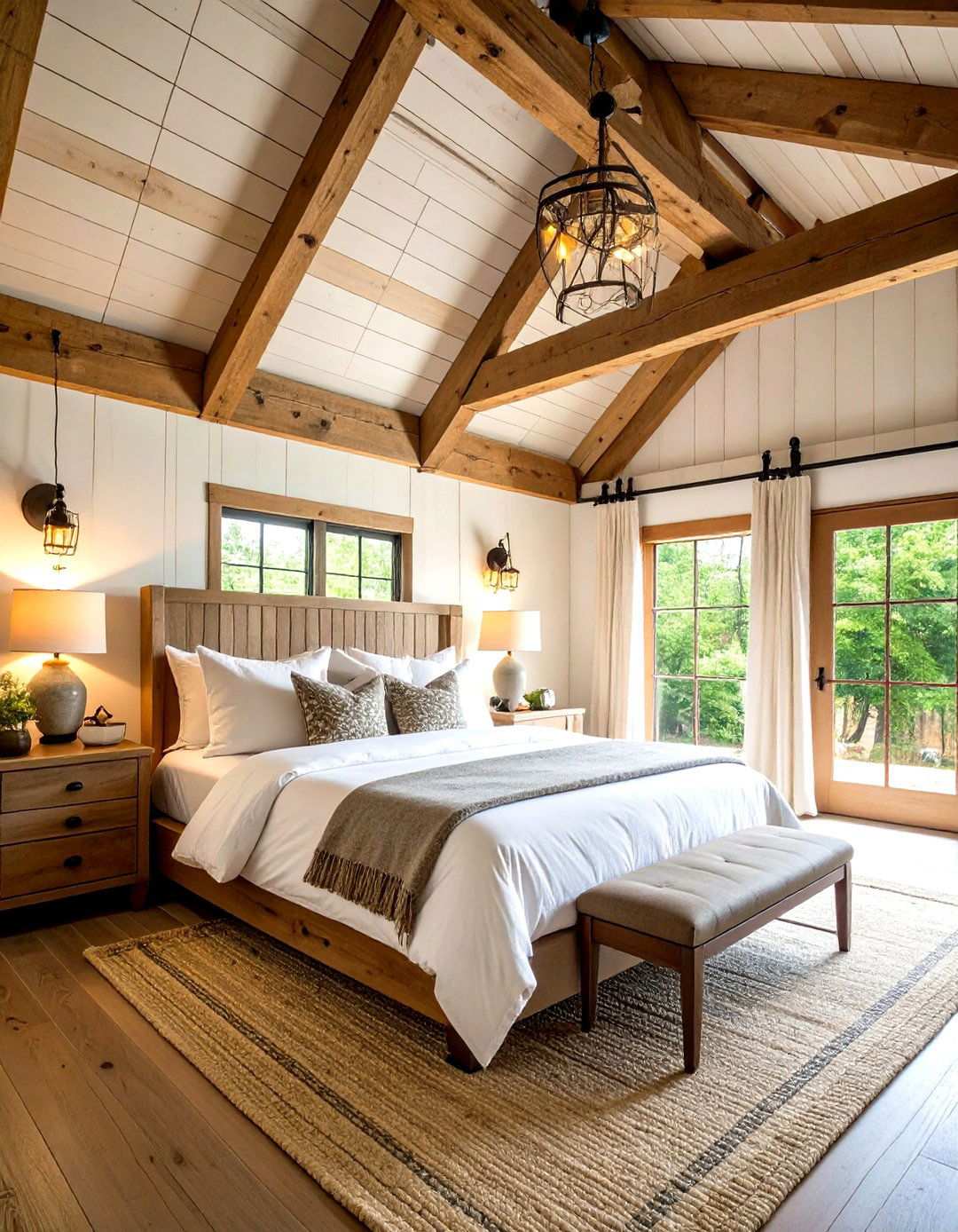 Master Bedroom Loft with Vaulted Ceilings - 24 Rustic Barndominium Interior Design Ideas