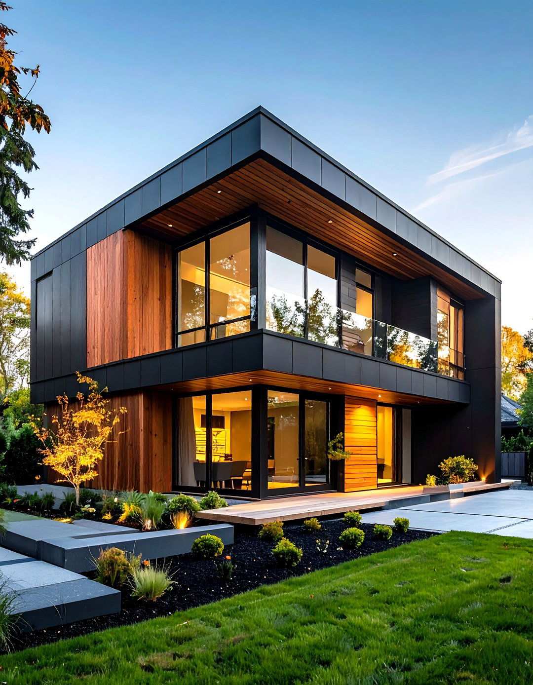 Matte Black Modern Minimalism - 24 Paint Colors for a Modern Black House With Cedar Accents