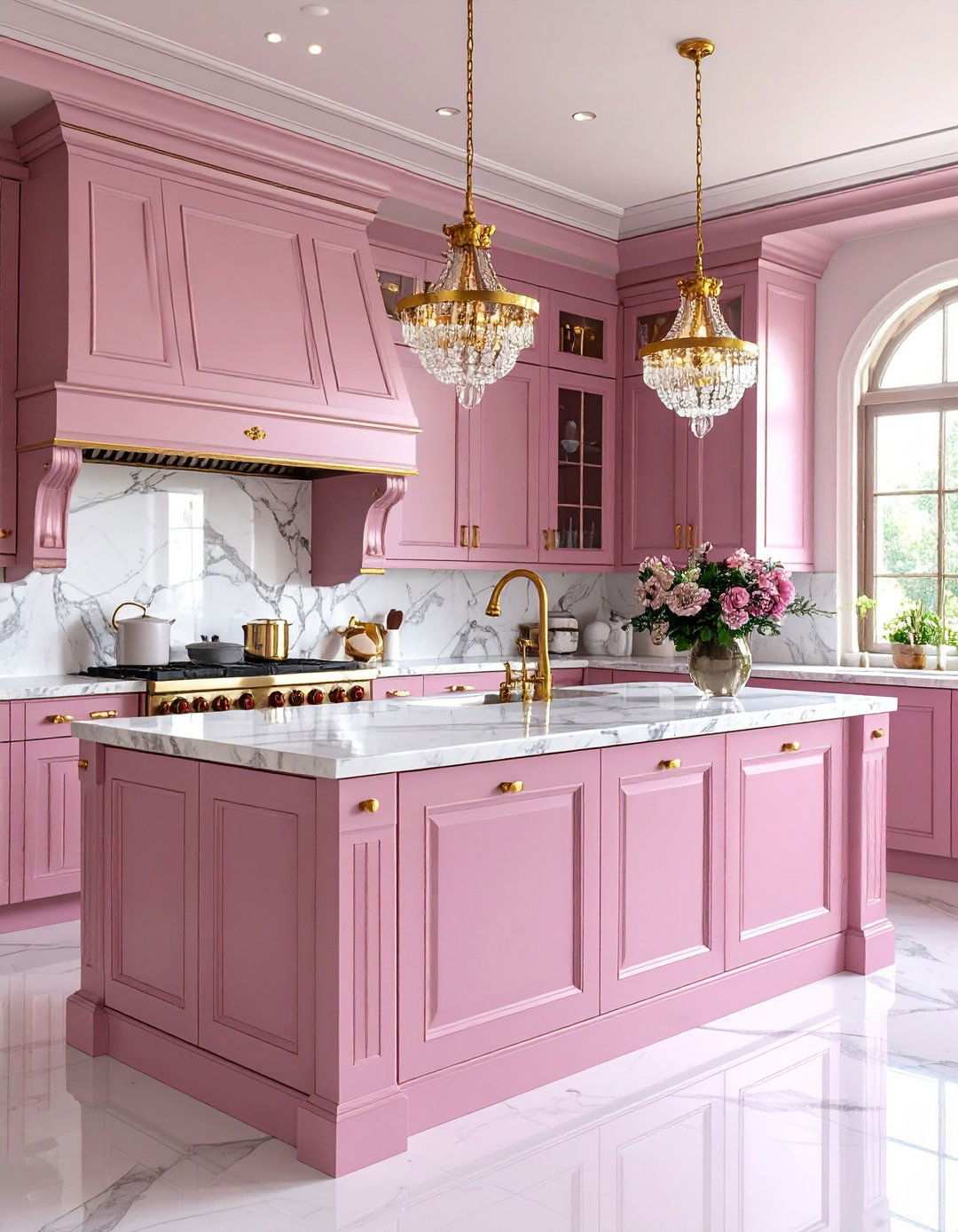 Mauve and Gold Luxury Kitchen - 24 Pink Kitchen Ideas