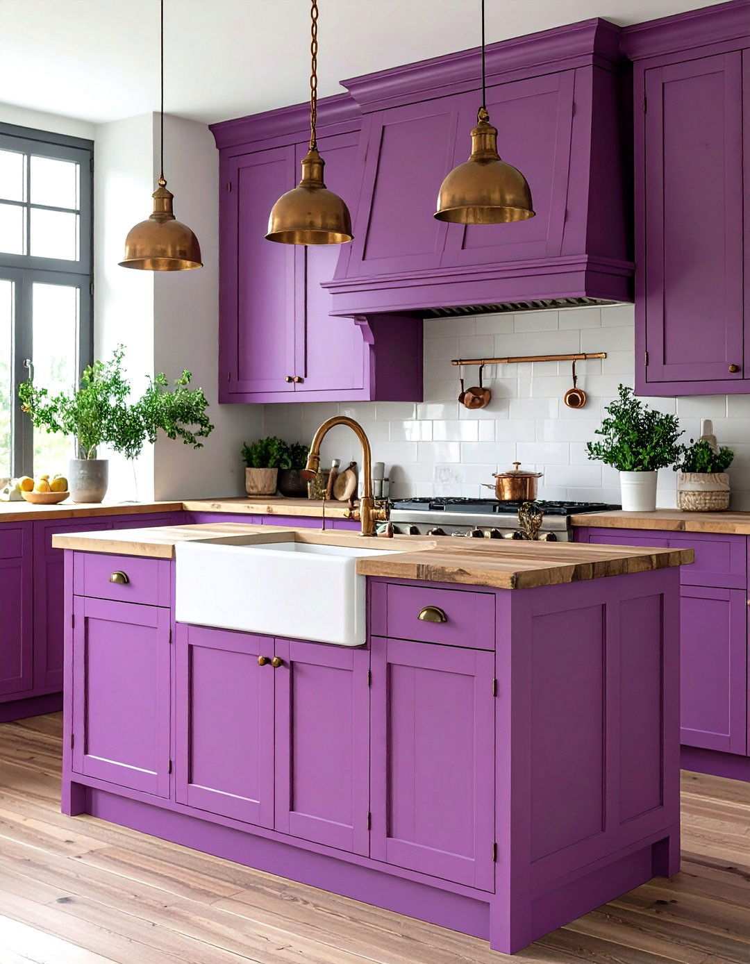 Mauve Traditional Country Kitchen - 24 Purple Kitchen Ideas
