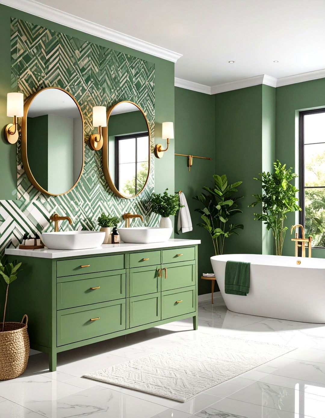 Maximalist Pink and Green Pattern Play - 24 Pink and Green Bathroom Design Ideas