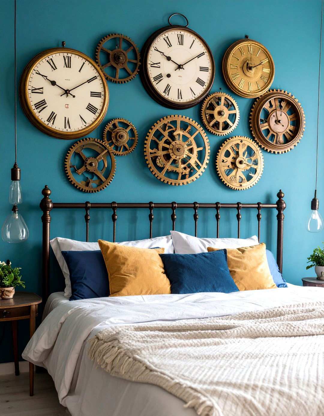 Mechanical Clock Wall Display - 24 Steampunk Bedroom Ideas