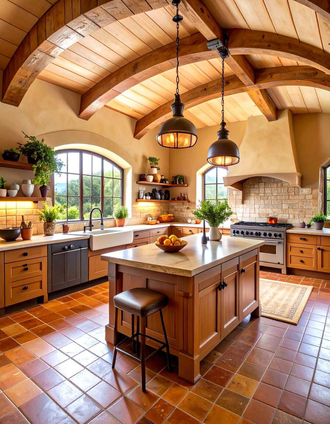 Mediterranean Barrel Vault Kitchen - 24 Vaulted Ceiling Kitchen Ideas